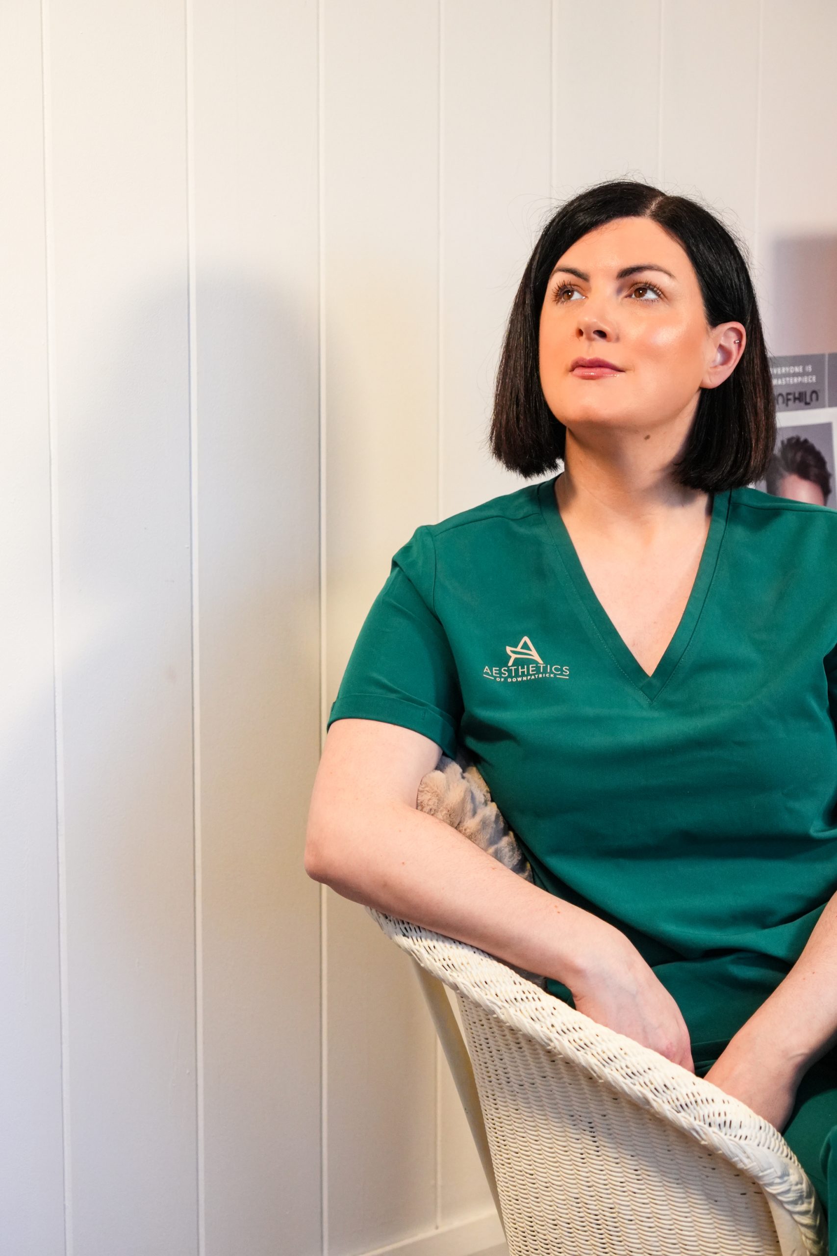 Karen Turley seated in the clinic